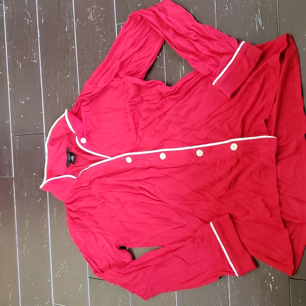 J. Crew PJ top.  NWOT.   Size XXS Red with white trim.